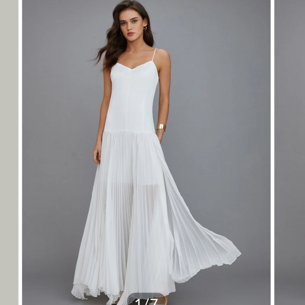 Commense White Maxi Dress with Spaghetti Straps